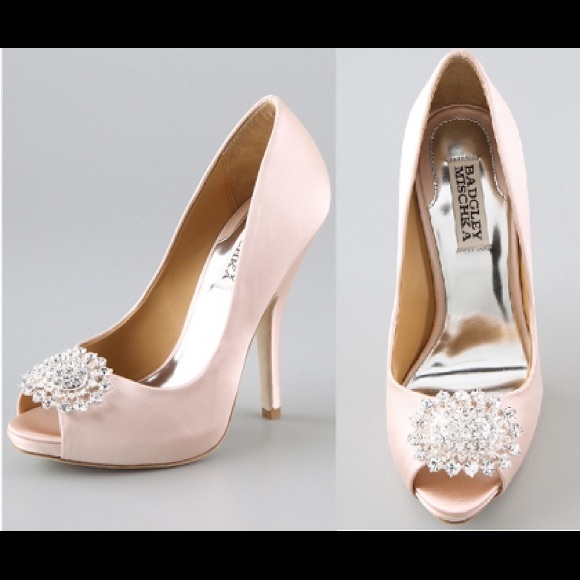 Badgley Mischka Shoes - Badgley Mischka Satin “Lissa” Peep toe pump